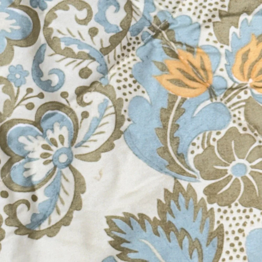 Pottery Barn Quilted Floral Paisley Damask Tie Sham Set 2 Blue Peach 2013 Boho